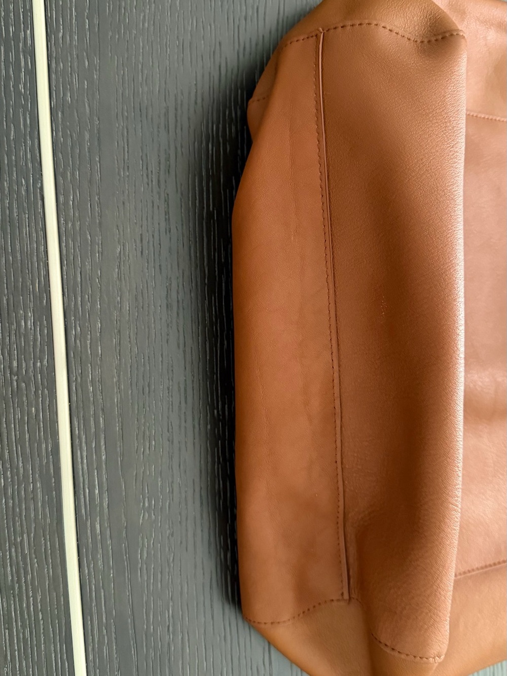 J. Crew Brown Leather Tote with Matching Pouch - Picture 6 of 6